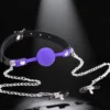 Purple Silence | Φίμωτρο Με Μπάλα Σιλικόνης & Σφιγκτήρες Θηλών — για εκείνες τις στιγμές που τα λόγια περισσεύουν