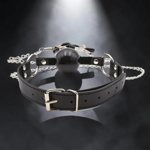 Gag & Clamps Set | Σετ Φίμωτρο με Σφιγκτήρες Θηλών — για εσένα που θέλεις να ελέγχεις τα πάντα ταυτόχρονα