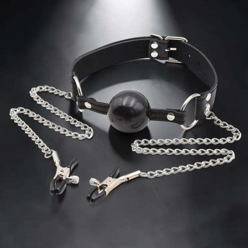 Gag & Clamps Set | Σετ Φίμωτρο με Σφιγκτήρες Θηλών — για εσένα που θέλεις να ελέγχεις τα πάντα ταυτόχρονα