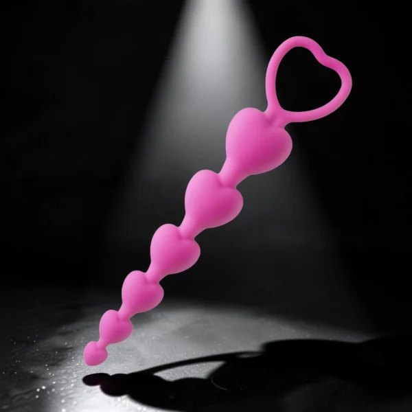 Heart Beads Pink | Πρωκτικές Χάντρες Σιλικόνης με Καρδιές — για εσένα που ξέρεις ότι το ροζ δεν είναι ποτέ αθώο